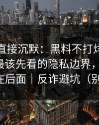 这波我直接沉默：黑料不打烊被水军推热｜最该先看的隐私边界，别眨眼，关键在后面｜反诈避坑（别眨眼）